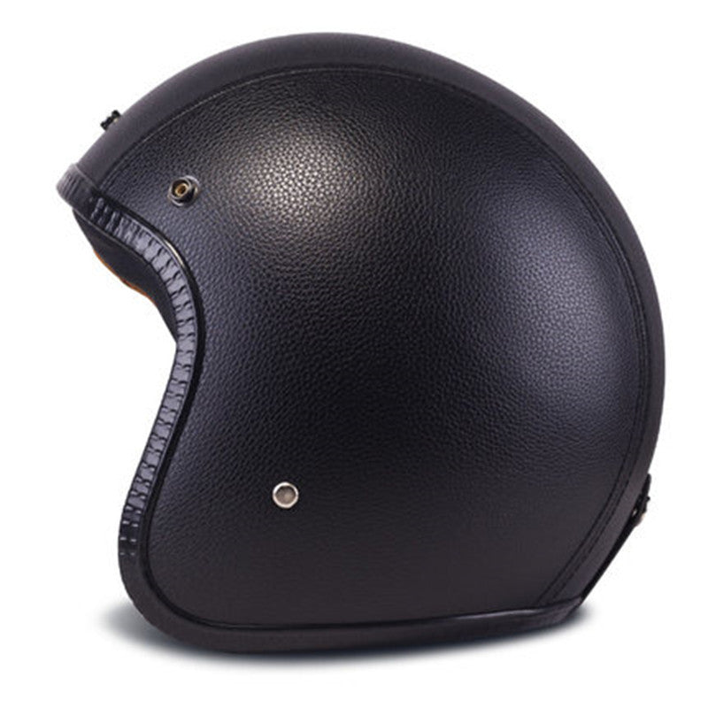 Drip Mods Faux Leather Motorcycle Half Helmet