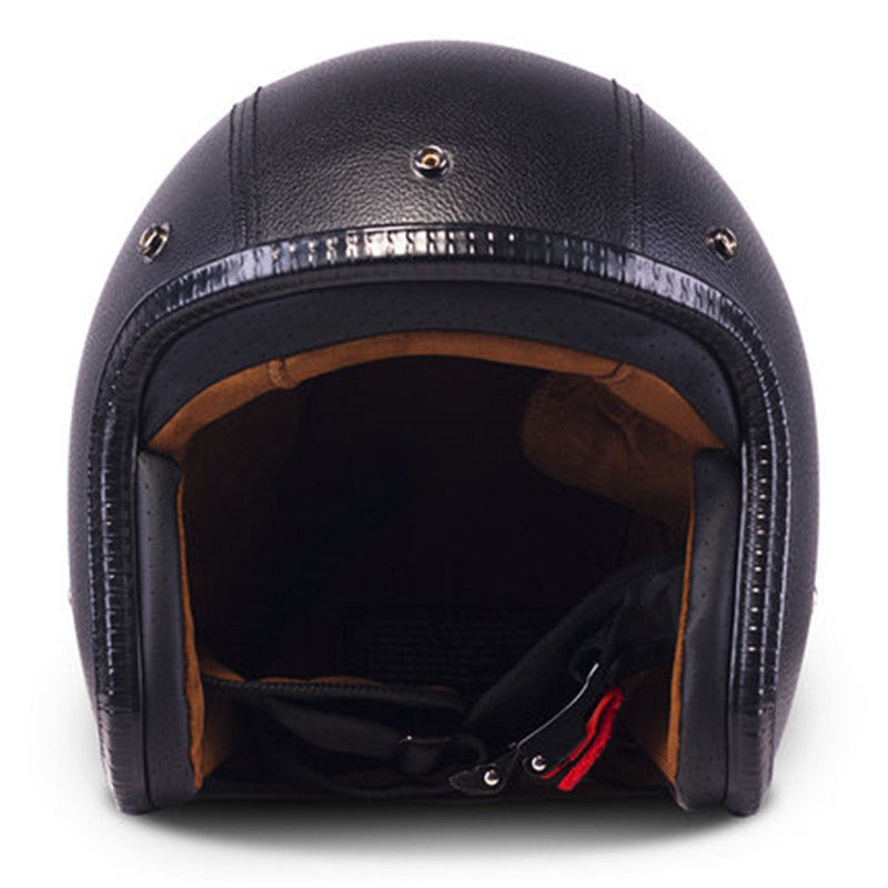 Drip Mods Faux Leather Motorcycle Half Helmet