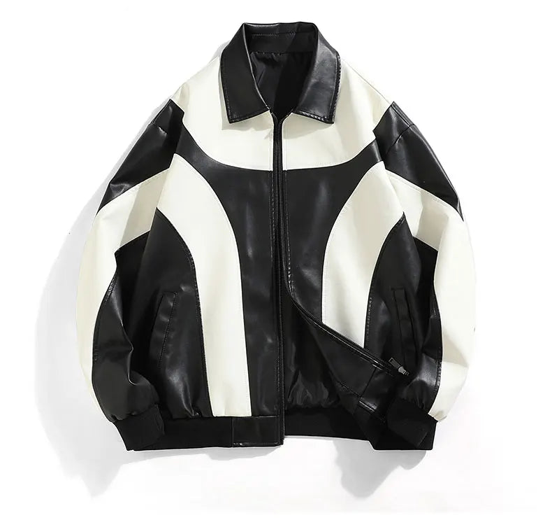 Drip Mods Hip Hop Style Faux Leather Motorcycle Jacket