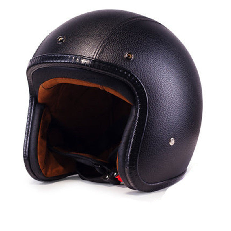 Drip Mods Faux Leather Motorcycle Half Helmet