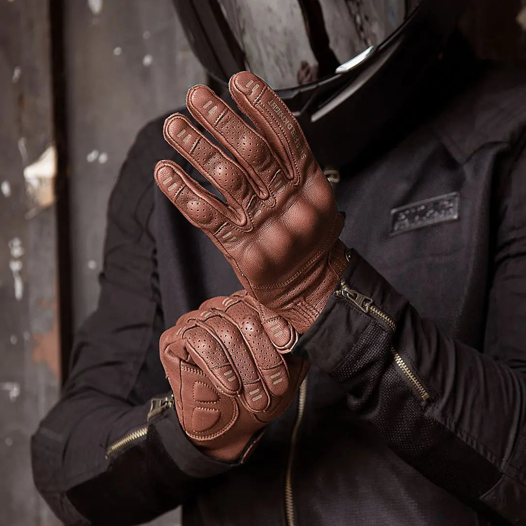 Knuckle Protection Racing Gloves - Genuine Leather