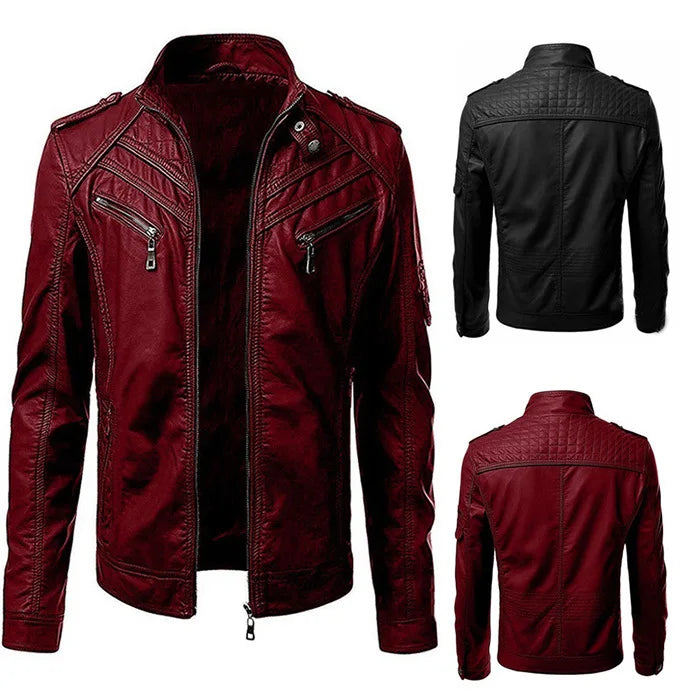 Drip Mods Red Robin Faux Leather Motorcycle Jacket