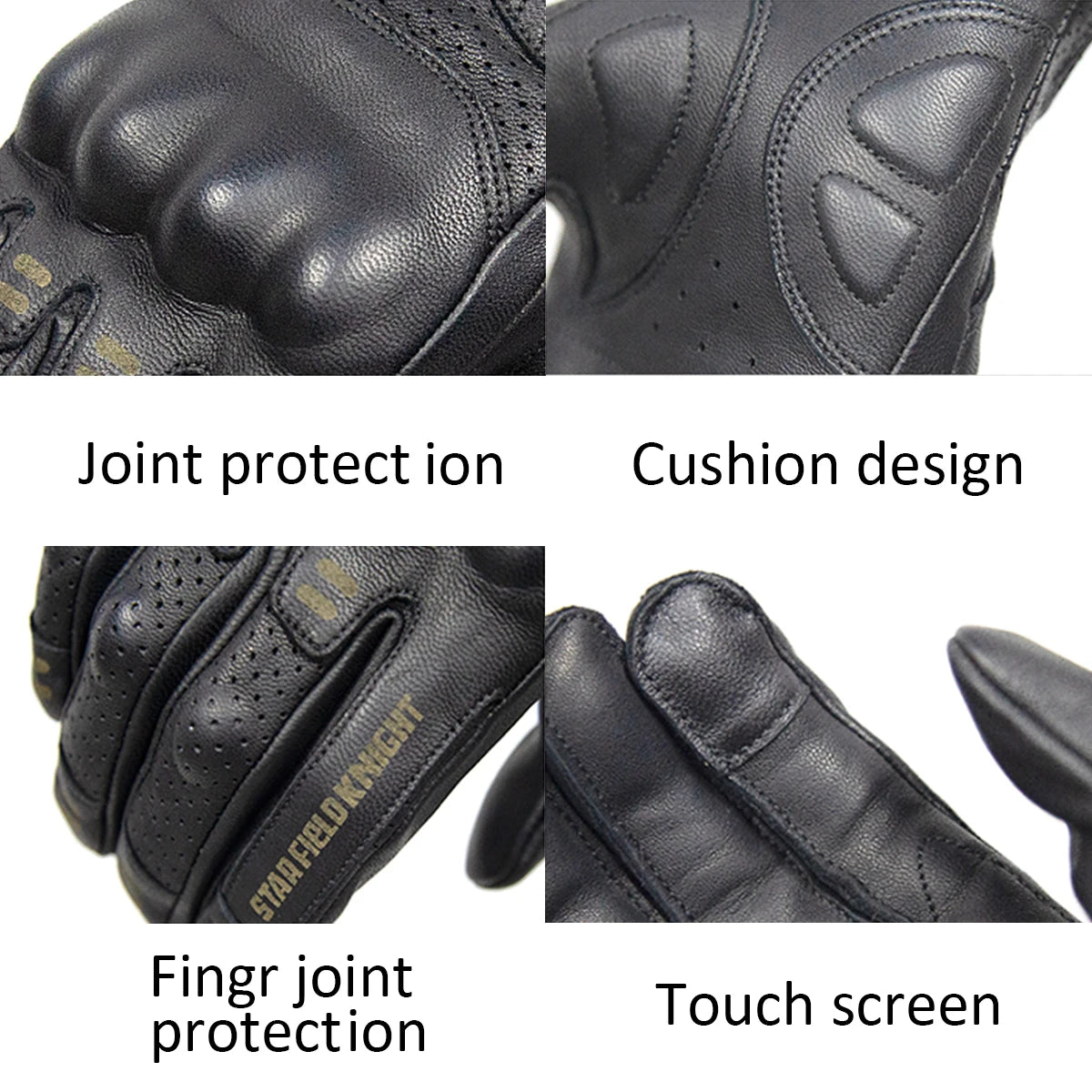 Knuckle Protection Racing Gloves - Genuine Leather