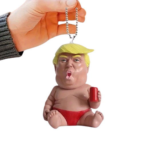 Trump holding Soda Key Tag