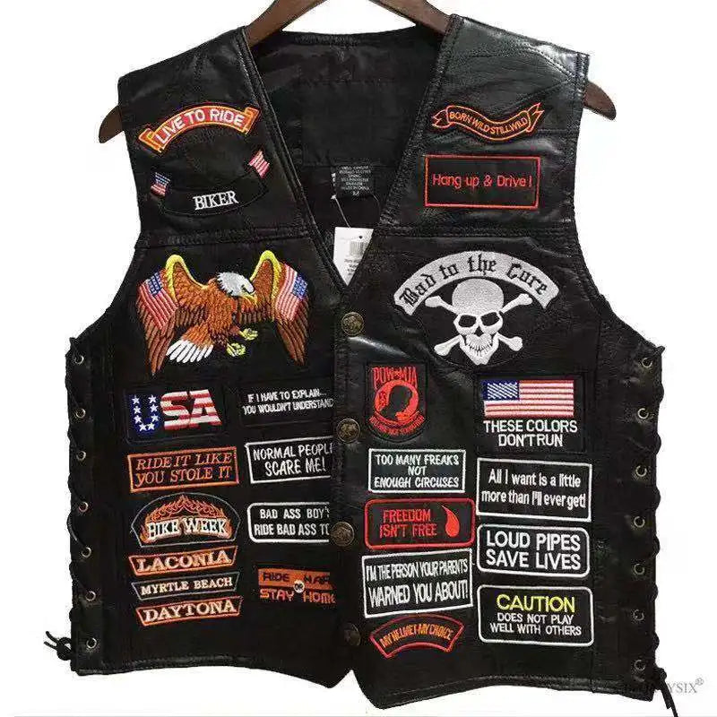 Drip Mods Punk Motorcycle Vest With 42 Patches