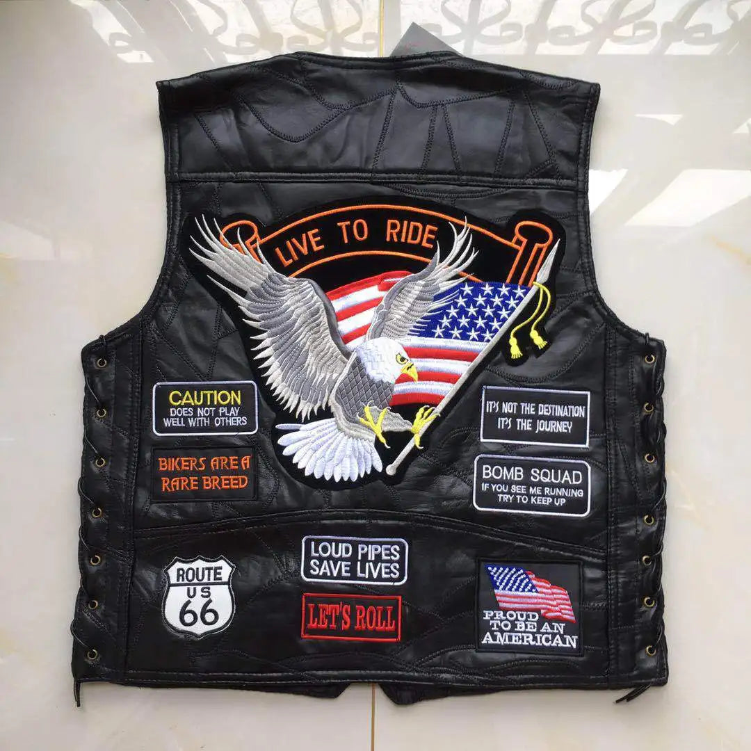 Drip Mods Punk Motorcycle Vest With 42 Patches