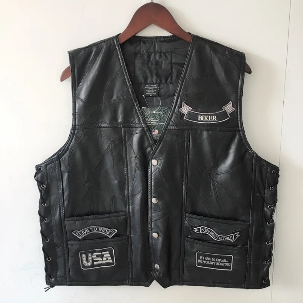 Drip Mods Punk Motorcycle Vest With 42 Patches