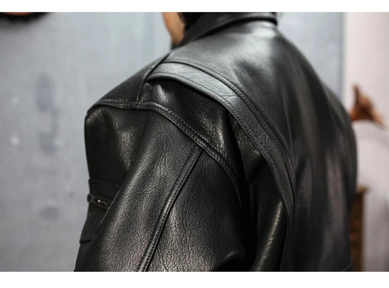 Drip Mods Loose Black PU Leather Motorcycle Jacket