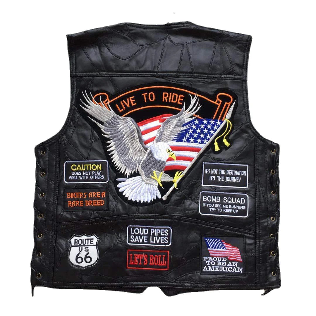 Drip Mods Punk Motorcycle Vest With 42 Patches