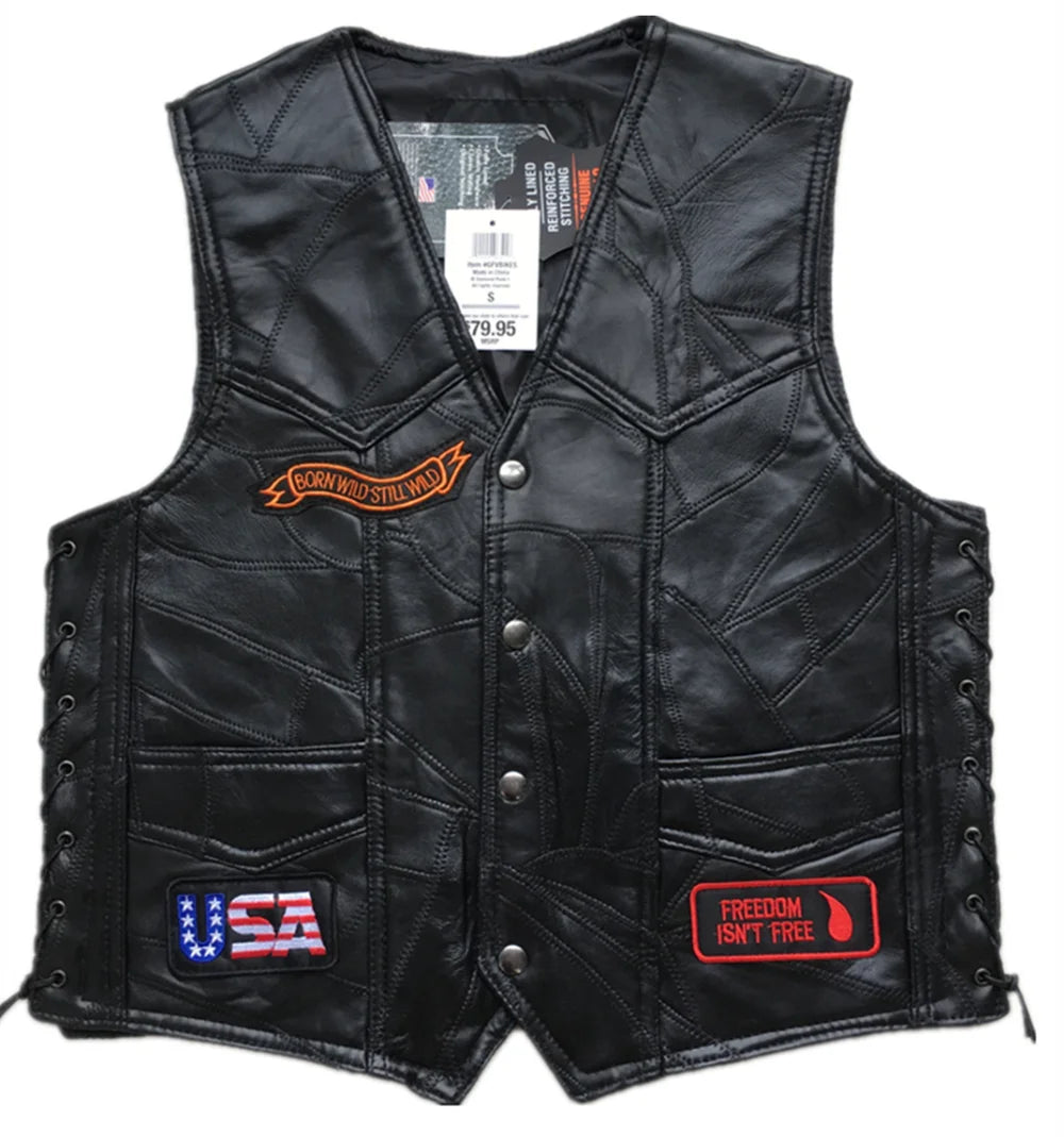 Drip Mods Punk Motorcycle Vest With 42 Patches