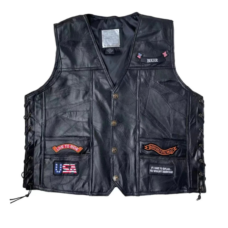 Drip Mods Punk Motorcycle Vest With 42 Patches