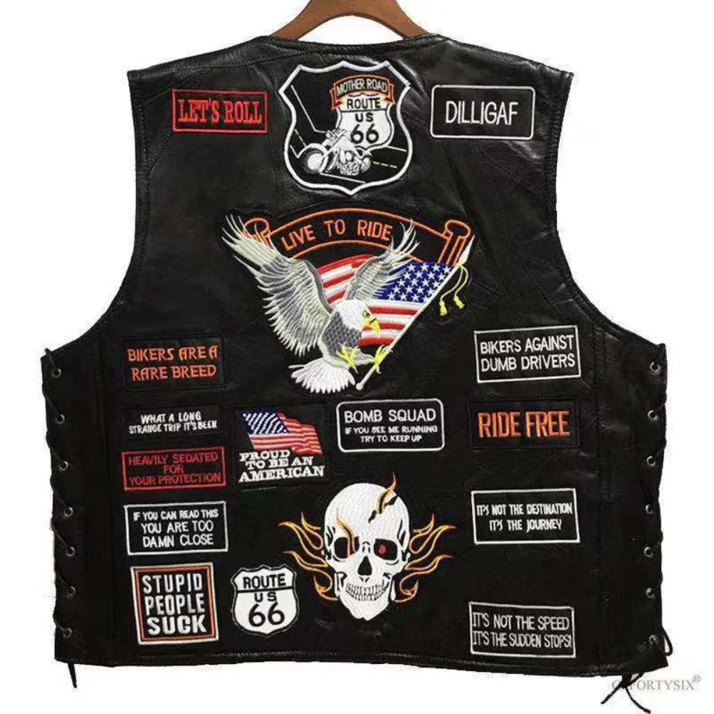 Drip Mods Punk Motorcycle Vest With 42 Patches