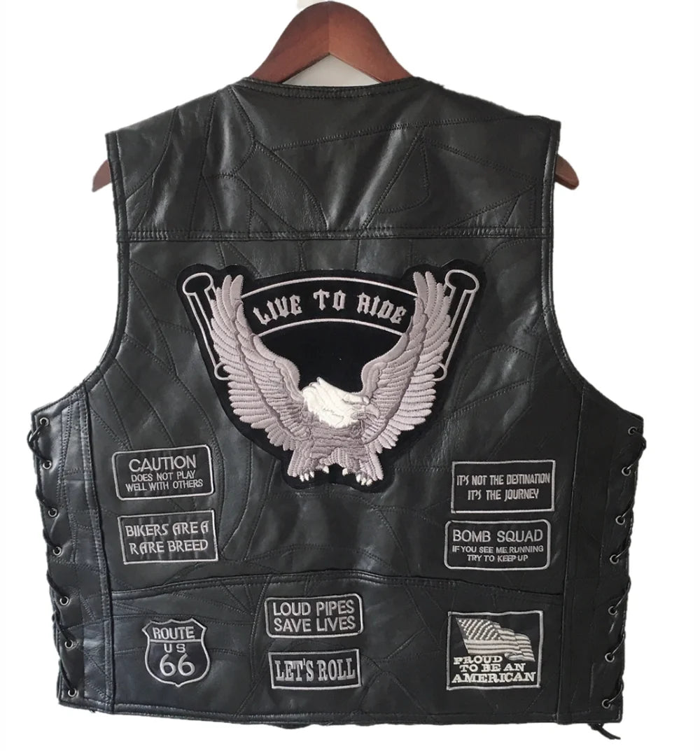 Drip Mods Punk Motorcycle Vest With 42 Patches