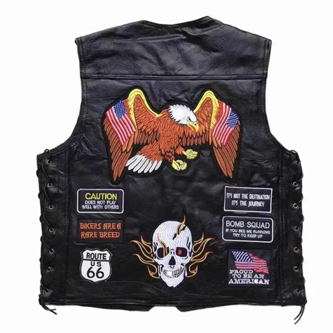 Drip Mods Punk Motorcycle Vest With 42 Patches