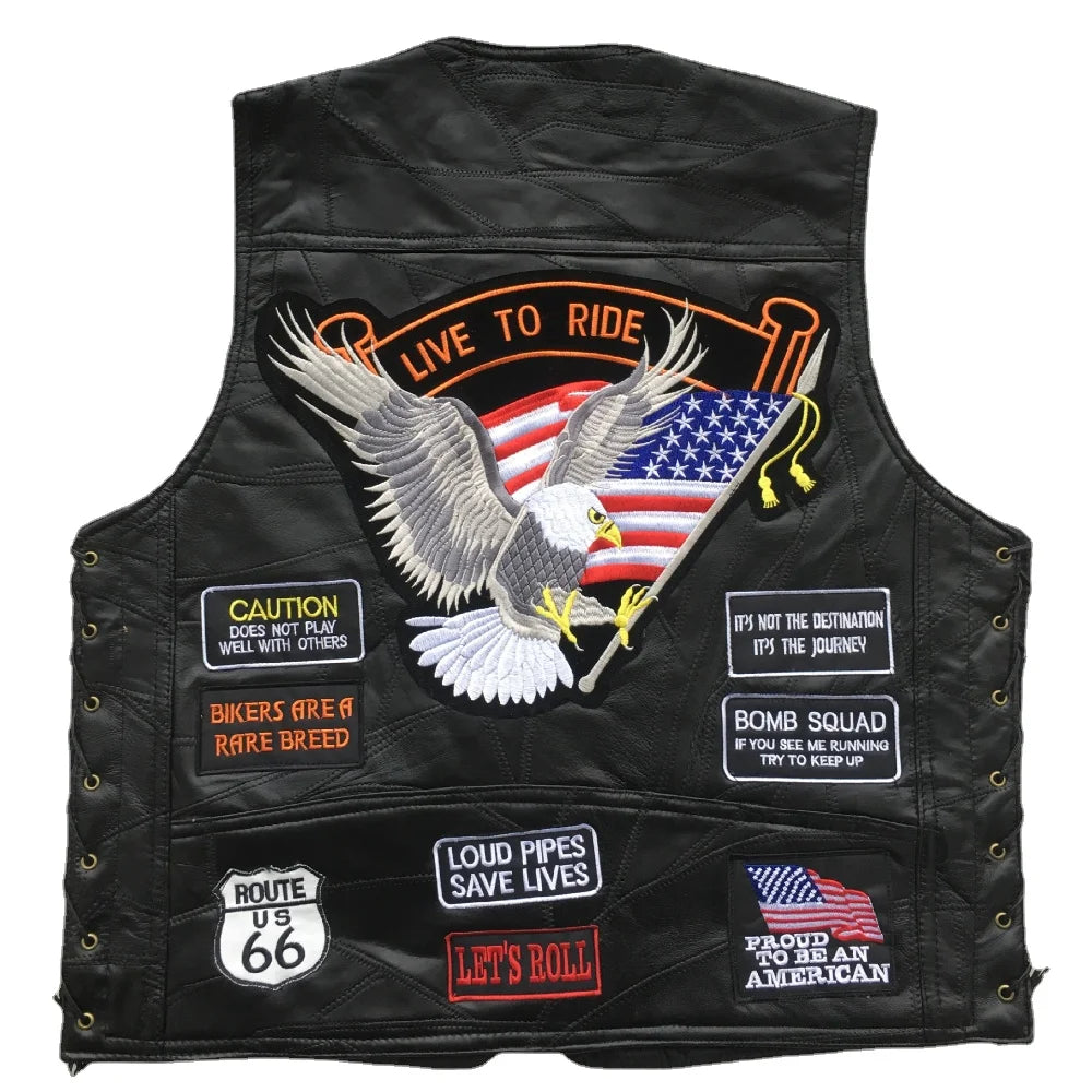 Drip Mods Punk Motorcycle Vest With 42 Patches