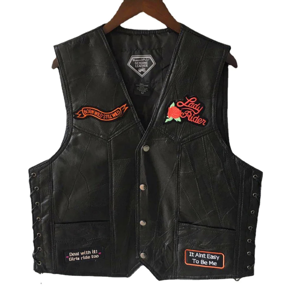 Drip Mods Punk Motorcycle Vest With 42 Patches