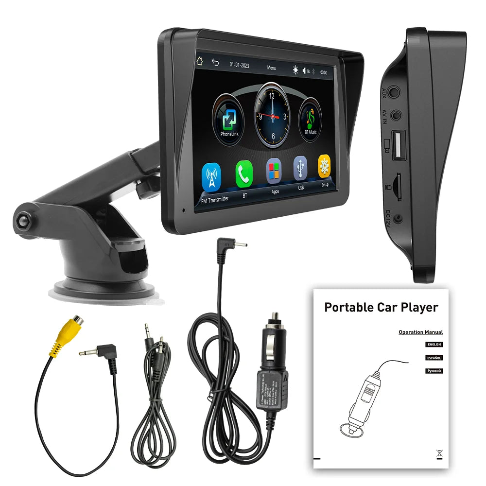 Universal 7" Car MP5 Player – Wireless CarPlay, Android Auto, MirrorLink, Bluetooth, FM, USB, & Rear Camera