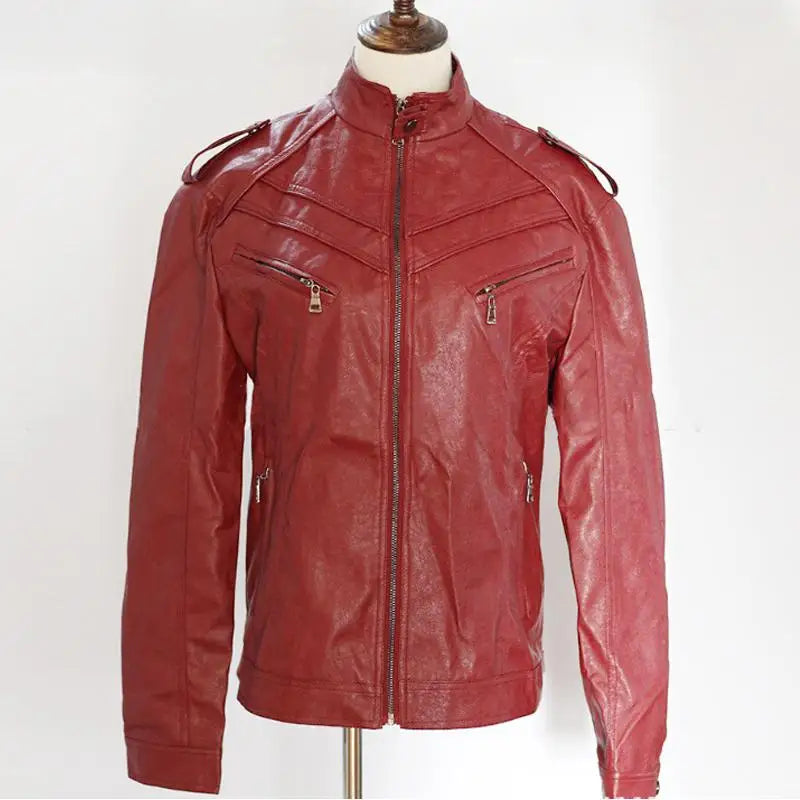 Drip Mods Red Robin Faux Leather Motorcycle Jacket