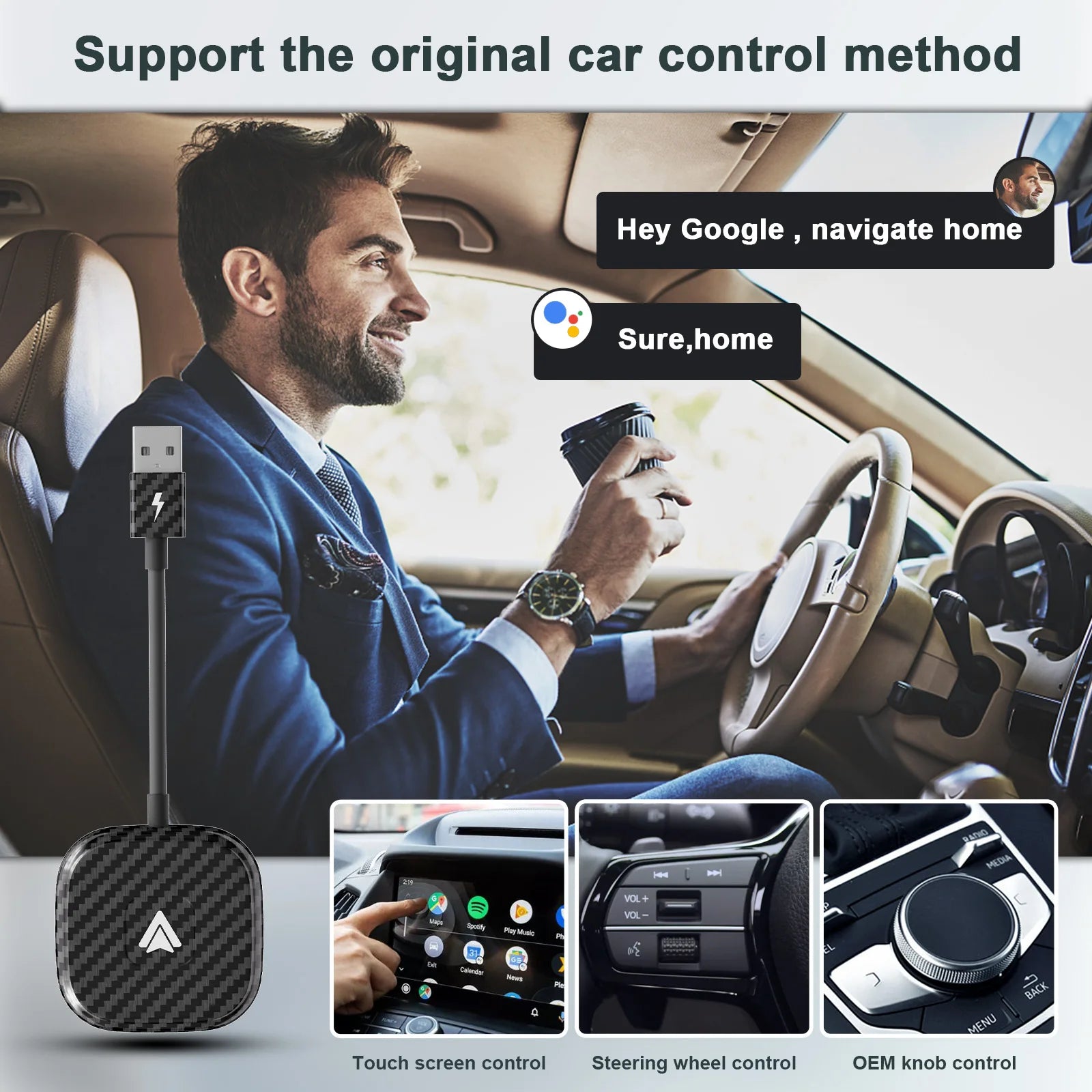 Drip Mods Wireless CarPlay & Android Auto Adapter – Easy Setup, USB & USB-C Compatible