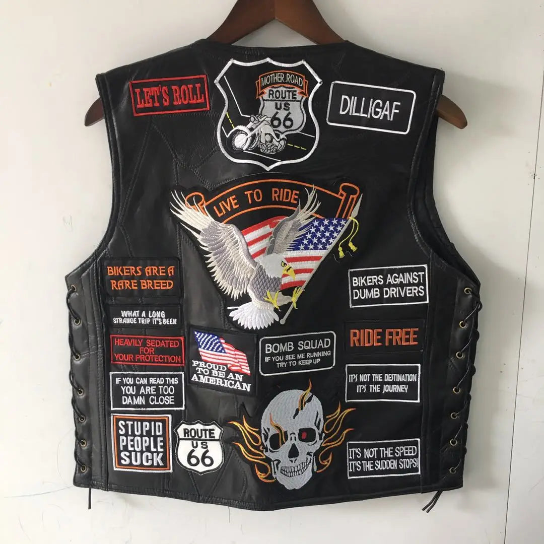 Drip Mods Punk Motorcycle Vest With 42 Patches