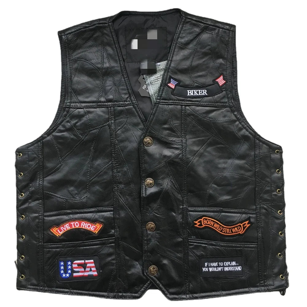 Drip Mods Punk Motorcycle Vest With 42 Patches