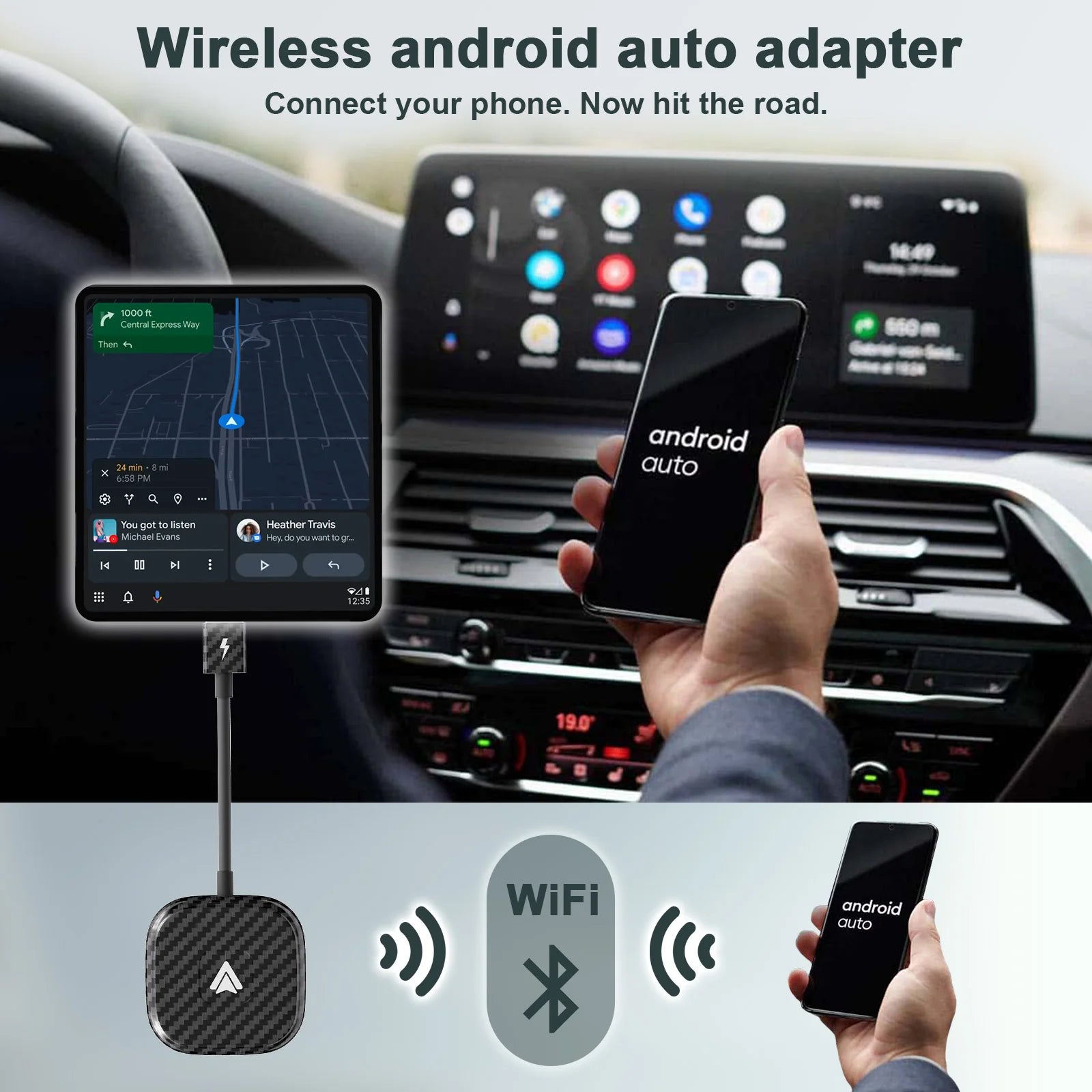 Drip Mods Wireless CarPlay & Android Auto Adapter – Easy Setup, USB & USB-C Compatible