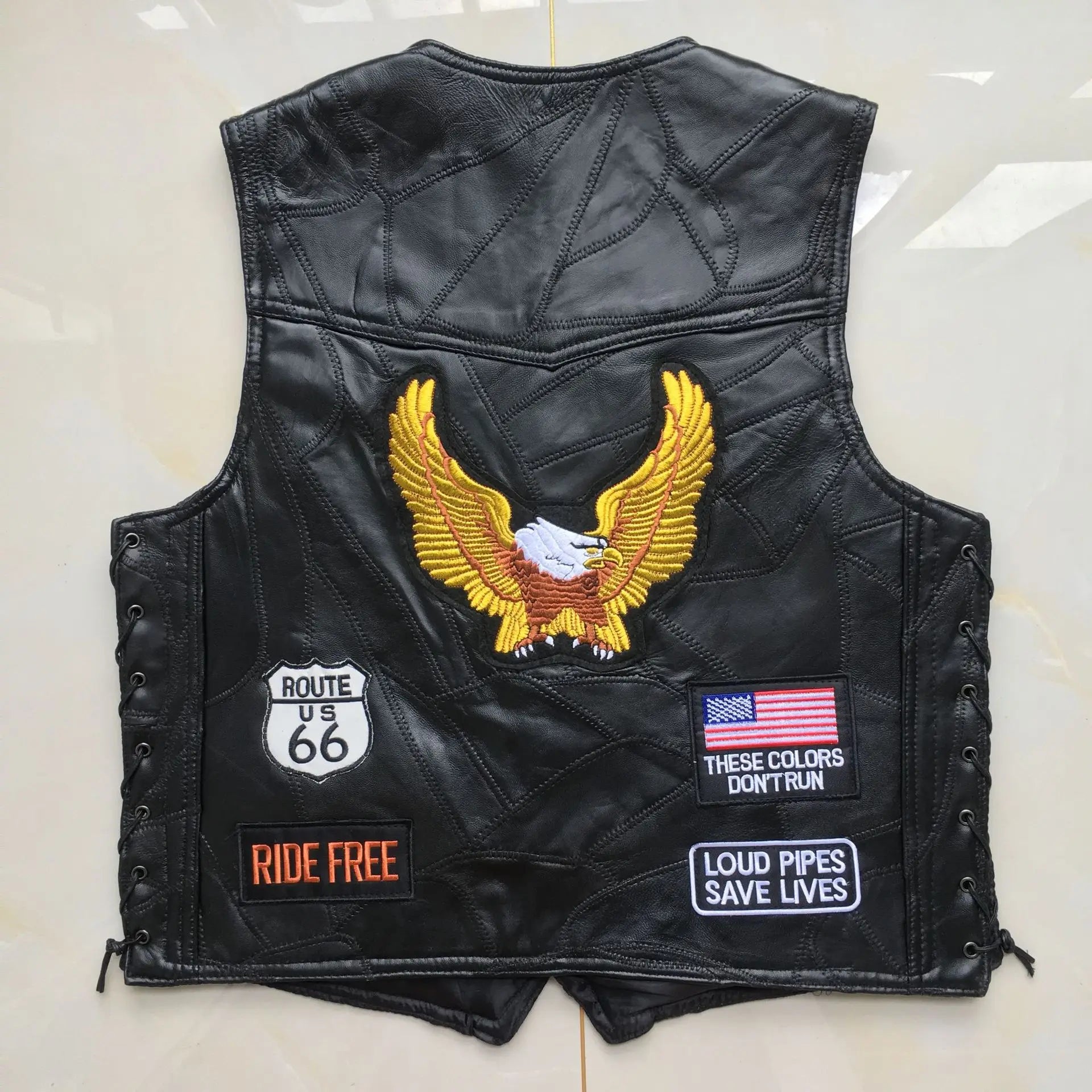 Drip Mods Punk Motorcycle Vest With 42 Patches