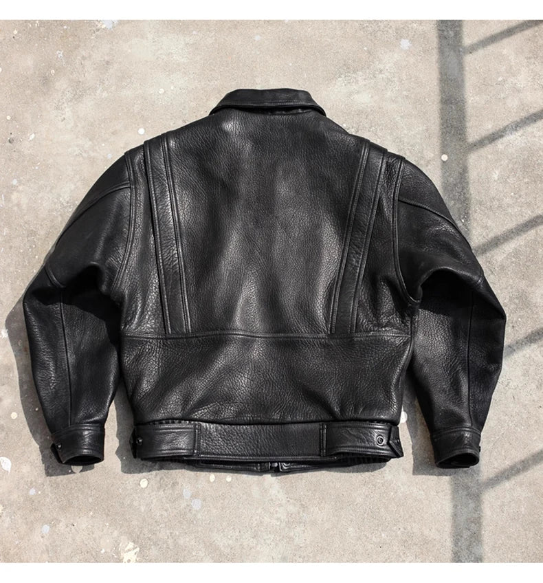 Drip Mods Loose Black PU Leather Motorcycle Jacket