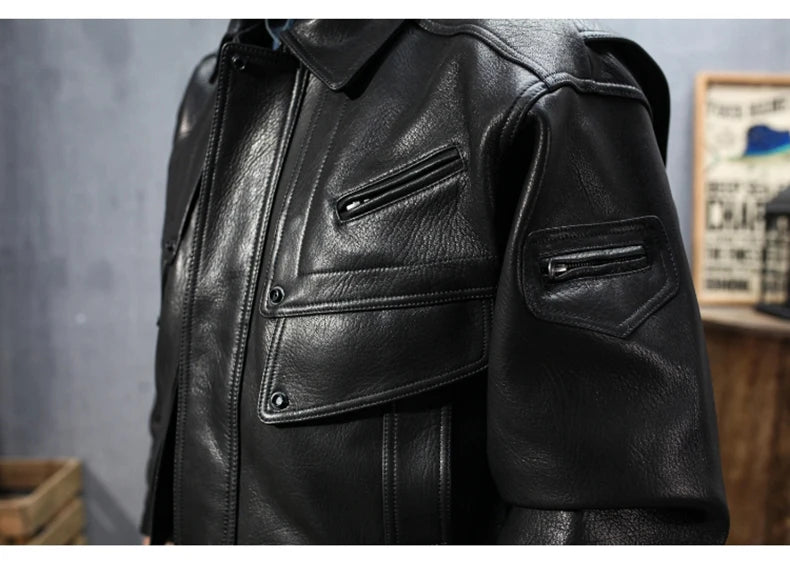 Drip Mods Loose Black PU Leather Motorcycle Jacket