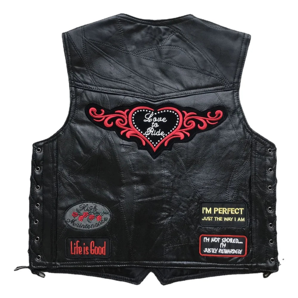 Drip Mods Punk Motorcycle Vest With 42 Patches