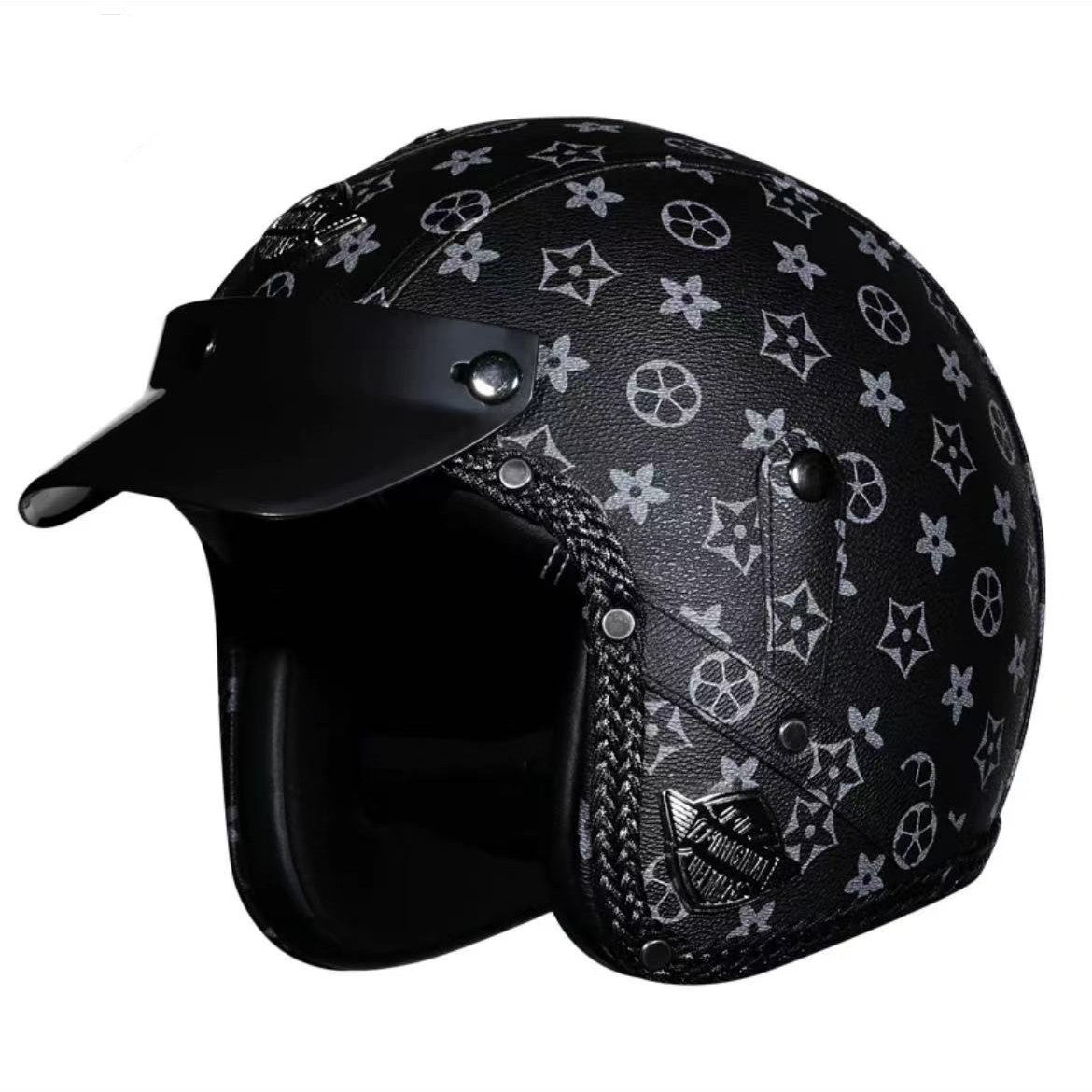 Drip Mods Retro Leather Motorcycle Helmet