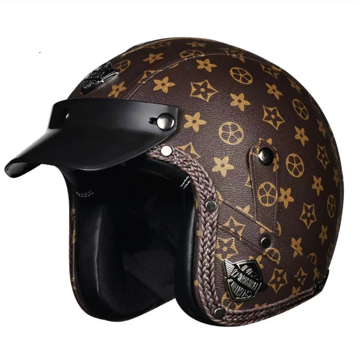 Drip Mods Retro Leather Motorcycle Helmet