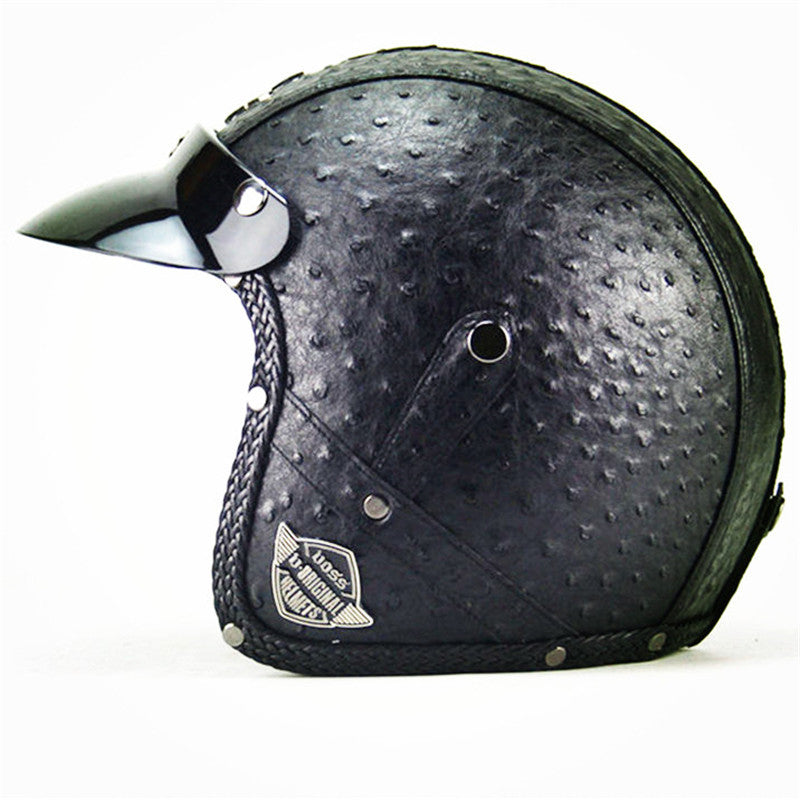 Drip Mods Retro Leather Motorcycle Helmet