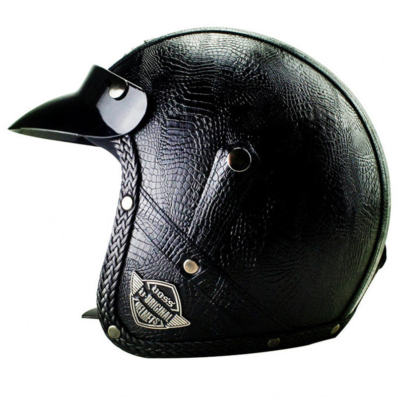 Drip Mods Retro Leather Motorcycle Helmet