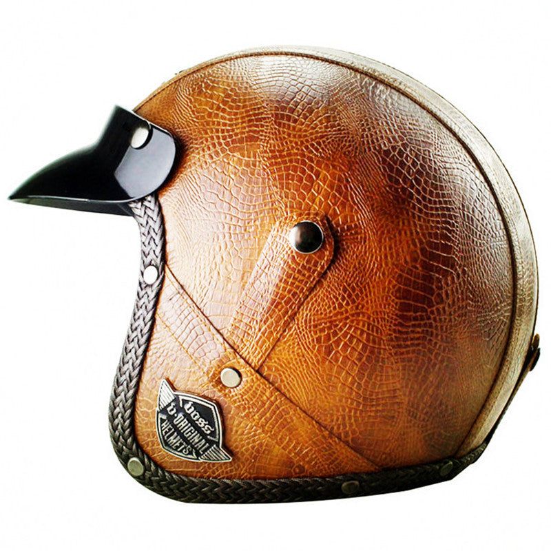 Drip Mods Retro Leather Motorcycle Helmet