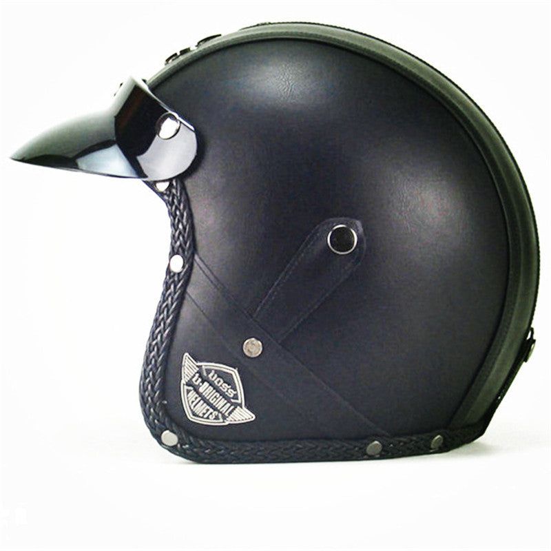 Drip Mods Retro Leather Motorcycle Helmet