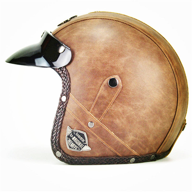 Drip Mods Retro Leather Motorcycle Helmet