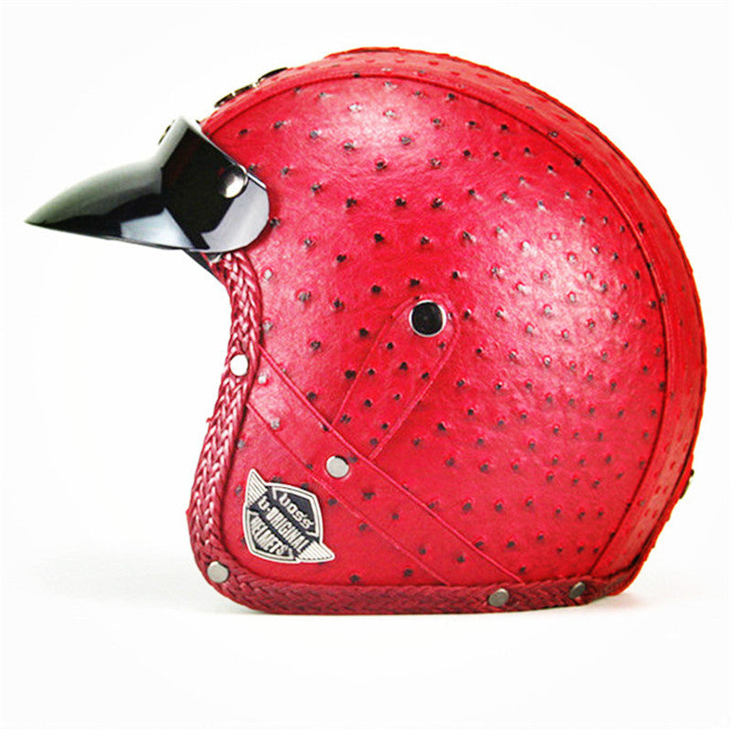 Drip Mods Retro Leather Motorcycle Helmet