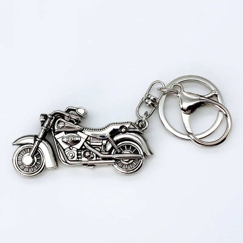 Silver Motorcycle Vintage Key Tag